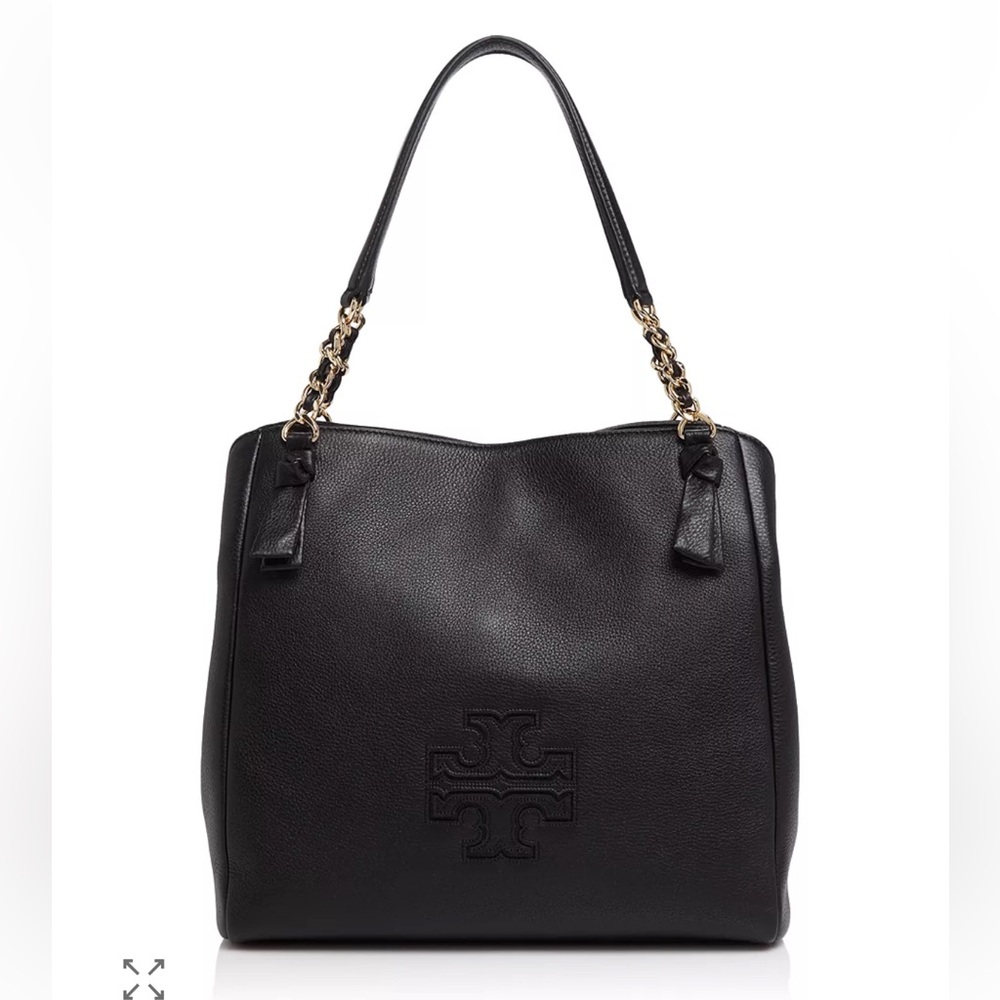 Tory Burch black leather gold chain Harper Tote shoulder handbag purse